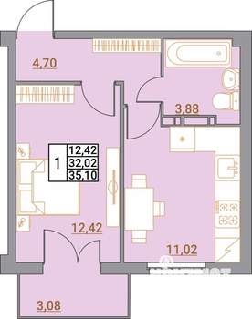 1-к квартира, вторичка, 35м2, 2/5 этаж