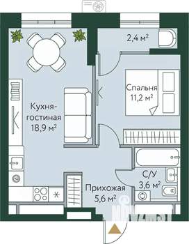 1-к квартира, вторичка, 42м2, 23/24 этаж