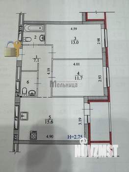 3-к квартира, вторичка, 57м2, 14/23 этаж