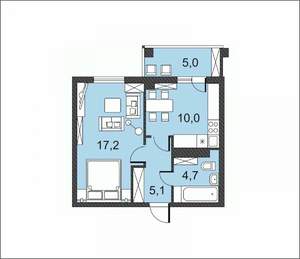 1-к квартира, вторичка, 42м2, 9/17 этаж