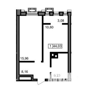 1-к квартира, вторичка, 44м2, 11/23 этаж