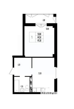 Студия квартира, вторичка, 49м2, 15/17 этаж