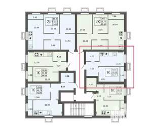 1-к квартира, строящийся дом, 35м2, 2/4 этаж