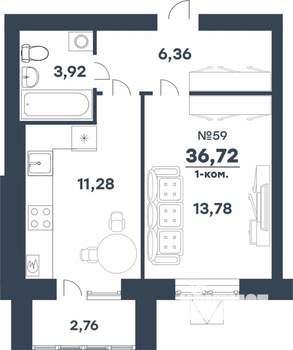 1-к квартира, вторичка, 37м2, 5/5 этаж