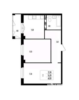 Студия квартира, вторичка, 60м2, 11/17 этаж