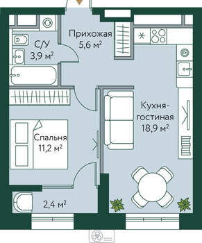 1-к квартира, вторичка, 42м2, 11/24 этаж