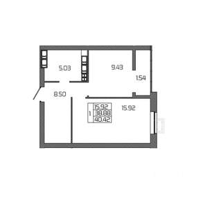 1-к квартира, вторичка, 40м2, 22/24 этаж