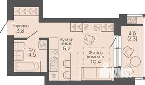 Студия квартира, вторичка, 26м2, 6/22 этаж