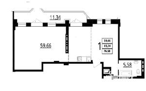 Студия квартира, сданный дом, 77м2, 7/7 этаж