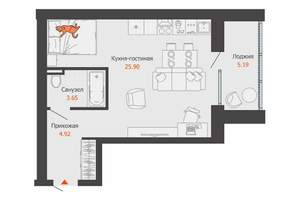 Студия квартира, строящийся дом, 37м2, 7/8 этаж