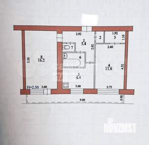 2-к квартира, вторичка, 54м2, 2/6 этаж