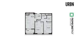 2-к квартира, строящийся дом, 63м2, 10/23 этаж