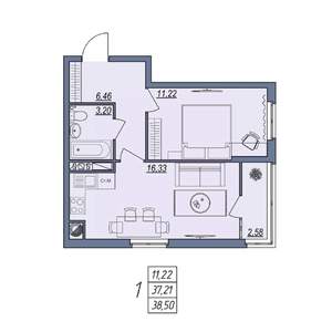 1-к квартира, вторичка, 39м2, 8/8 этаж