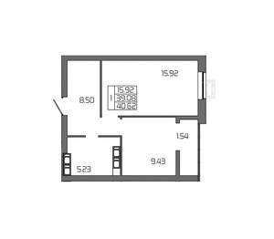 1-к квартира, вторичка, 41м2, 17/24 этаж