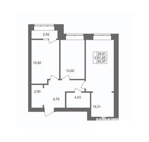 2-к квартира, вторичка, 64м2, 5/10 этаж