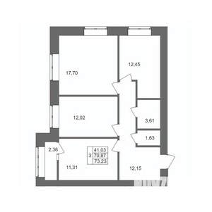 3-к квартира, вторичка, 73м2, 8/10 этаж