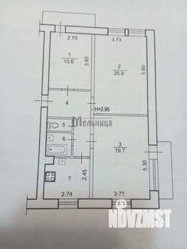 3-к квартира, вторичка, 69м2, 2/2 этаж