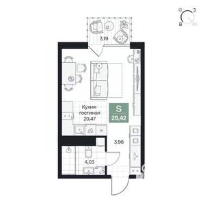 Студия квартира, вторичка, 29м2, 5/10 этаж