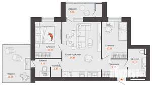 2-к квартира, вторичка, 70м2, 8/8 этаж