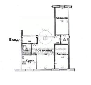 3-к квартира, вторичка, 58м2, 1/4 этаж