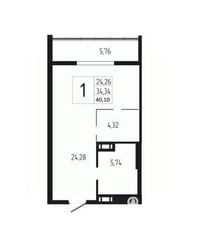 1-к квартира, вторичка, 40м2, 4/18 этаж
