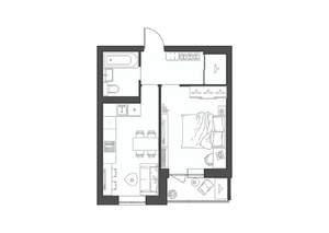 1-к квартира, строящийся дом, 37м2, 3/9 этаж