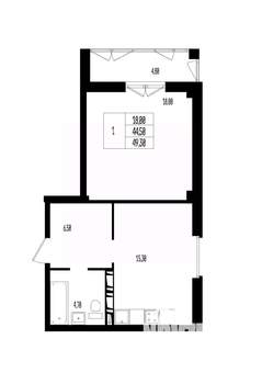 Студия квартира, вторичка, 49м2, 6/17 этаж