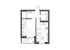 1-к квартира, строящийся дом, 37м2, 2/9 этаж