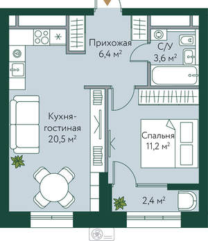 1-к квартира, вторичка, 44м2, 22/24 этаж