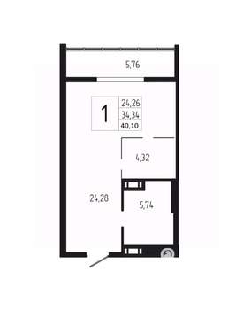 1-к квартира, вторичка, 40м2, 8/18 этаж