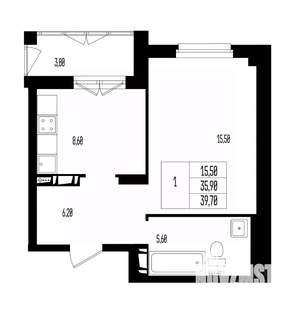 Студия квартира, вторичка, 40м2, 3/17 этаж