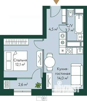 1-к квартира, вторичка, 37м2, 3/24 этаж