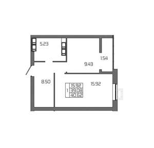 1-к квартира, вторичка, 41м2, 15/24 этаж