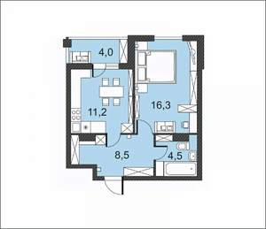1-к квартира, вторичка, 45м2, 2/17 этаж