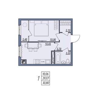 1-к квартира, вторичка, 31м2, 3/8 этаж
