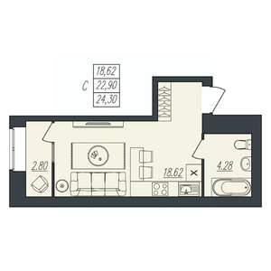 Студия квартира, вторичка, 24м2, 2/10 этаж