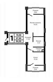 2-к квартира, вторичка, 64м2, 17/20 этаж