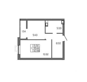 1-к квартира, вторичка, 41м2, 9/24 этаж