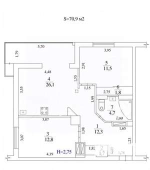 3-к квартира, вторичка, 72м2, 2/17 этаж