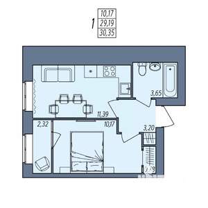 1-к квартира, вторичка, 30м2, 7/8 этаж