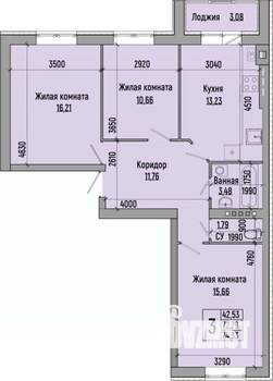 3-к квартира, строящийся дом, 74м2, 4/4 этаж