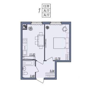 1-к квартира, вторичка, 34м2, 2/10 этаж