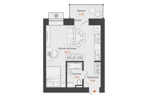 Студия квартира, строящийся дом, 32м2, 2/8 этаж