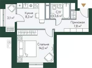 1-к квартира, вторичка, 37м2, 24/24 этаж