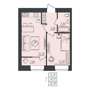 1-к квартира, вторичка, 36м2, 8/10 этаж