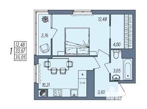 1-к квартира, вторичка, 35м2, 9/10 этаж