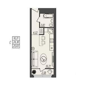 Студия квартира, вторичка, 26м2, 2/17 этаж