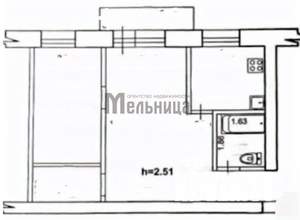 2-к квартира, вторичка, 44м2, 5/5 этаж