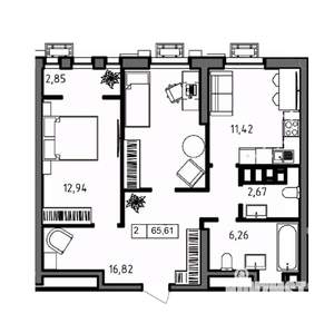 2-к квартира, вторичка, 66м2, 20/23 этаж