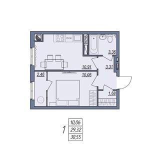 1-к квартира, вторичка, 31м2, 4/8 этаж